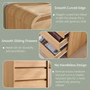 25" Tall Modern Nightstand with Charging Station, 23.6'' Wide Wood Bedside Table w/3 Storage Drawers, Small Dresser w/Curved Profile Design, End Table for Bedroom, Natural Oak by CozyNest Decor