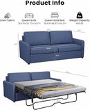 Queen Pull Out Sofa Bed, 2-in-1 Convertible Sleeper Sofa Couch with Memory Foam Mattress – Space-Saving Sofa Bed Queen for Living Room & Guest Room, Navy Blue by CozyNest Decor