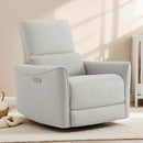 CHITA Power Recliner Chair Swivel Glider, FSC Certified Upholstered Faux Leather Living Room Nursery Reclining Sofa Chair with Lumbar Support, Cream by CozyNest Decor