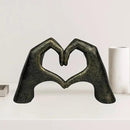Top Brass Large Rustic Heart Hands Sculpture, 9 3/4” Resin Love Statue – Romantic Decor Accent for Shelf or Mantel – Perfect for Wedding, Valentine's Day or Anniversary (Rustic Cast Iron) by CozyNest Decor