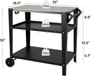 Stainless Steel Outdoor Grill Cart with Wheels, Heavy-Duty 3-Tier BBQ Prep Table for Pizza Oven, Griddle, Patio – Rustproof Commercial Kitchen Cart with Tool Hooks by CozyNest Decor