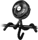 AMACOOL Battery Operated Stroller Fan Flexible Tripod Clip On Fan with 3 Speeds and Rotatable Handheld Personal Fans for Car Seat Crib Bike Treadmill (Black) by TinyTreasures Baby Boutique