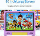 JREN Kids Table 10.1" ｜Android 14 Tablet for Kids｜64GB Storage｜Octa-Core｜WiFi ｜Cameras｜Parental Control｜Kids Content｜Case Included Great Gift for Children Ages 3-12 Years Old Purple by TinyTreasures Baby Boutique
