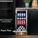 15'' Beverage Refrigerator and Beer Fridge Under Counter Built-in or Freestanding,127 Cans Beverage Cooler with Glass Door and Lock for Bottles and Cans Beer/Soda/Water/Wine by CozyNest Decor