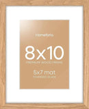 Homeforia 8 x 10 Wood Picture Frame, High End Natural Oak 8x10 Light Wooden Frames with Mat 5x7 inch Photo, 8 x 10 Frame Matted to 5 x 7 Art, Wall or Tabletop Frame, Tempered Glass, Wall Kit, Set of 1 by CozyNest Decor