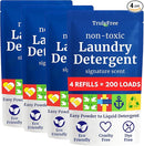 Natural Laundry Detergent for Sensitive Skin | Eco Friendly, Plant Based, Baby Clothes Safe | Clean & Easy Powder to Liquid, 4 Pack Refill Detergent, NO Jug | Signature Scent, 200 Loads by TinyTreasures Baby Boutique