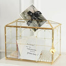 Glass Card Box with Slot, 10.2 inch Large Gold Clear Card Box for Wedding Receptions, Decorative Storage Box with Lock for Baby Shower, Birthday Party, Bridal Shower by CozyNest Decor