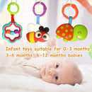 Baby Toys, Cartoon Animal Hanging Rattle Toys, Handbells Baby Rattles, Baby Bed Crib Car Seat Travel Stroller Toys for Infant, Best Birthday Gift for Newborn, 4 Pack by TinyTreasures Baby Boutique