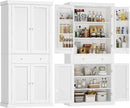 usikey 72” Pantry Cabinet, Tall Kitchen Storage Cabinet with 4 Doors and 1 Drawer, Cupboard with 6 Hanging Shelves and Adjustable Shelves for Kitchen, Dining Room, Living Room, White by CozyNest Decor