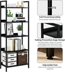 NUMENN Bookshelf, 5 Tier Bookshelves, Home Office Bookcase Shelf Storage Organizer, Free Standing Storage Shelving Unit for Bedroom, Living Room and Home Office, Black by CozyNest Decor