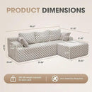 Hobestluk 96“ Modular Sectional Sofa Couches L-Shape Couch 3 Seat Modular Sofa Sectional Couches for Living Room, Cloud Couch with Oversized Chaise (Greygreen, Checked (Right Facing Chaise)) by CozyNest Decor