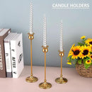 Taper Candle Holder Tall Vintage Metal Candlestick Holders Candle Stick Candelabra for Halloween Thanksgiving Christmas Holiday Wedding (Gold, 1 Set (3 pcs)) by CozyNest Decor