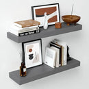 Homeforia 24inch Gray Floating Shelves for Wall, High End Solid Real Wood 24in Floating Shelf for Bathroom, Grey Wooden 24 inch Long Floating Shelves, Heavy Duty Bracket, 24 X 6.5 X 1.75 in, Set of 2 by CozyNest Decor
