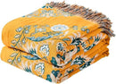 Boho Throw Blanket, 100% Cotton Ultra Soft Luxury Throw Rustic Quilt, Floral Printed Farmhouse Decor Bed Summer Blankets, All Season Rustic Reversible Bohemian Throw for Bed (60"x80" Yellow by CozyNest Decor