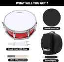Snare Drum Kit, 14" x 5.5" Marching Snare Drum + Storage Padded Bag + Silent Mute Pad + A Pair Of 5A Drumsticks + Drums Key, Portable Drums Hardware Set for Adults Kids Student Beginners (Red) by TinyTreasures Baby Boutique