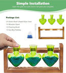 Nacome Plant Terrarium for Office Decor: Birthday Gifts for Plant Lovers Women Mom Wife - Wooden Stand Tabletop Planter 3 Bulb Glass Vase Heart Shaped for Hydroponics Indoor Home(Green) by CozyNest Decor