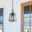 LOG BARN Outdoor Pendant Light Fixture, Farmhouse Exterior Lights, Anti-Rust Ceiling Outdoor Light with Seeded Glass, Lantern Hanging Light for Front Door, Entry, Porch, and Gazebo by CozyNest Decor