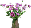 Artificial Silk Flowers Ranunculus Flower for Wedding Home Decoration 5 PCS Purple by CozyNest Decor