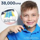 SEAGO Kids Electric Toothbrush, Rechargeable Sonic Soft Bristle Toothbrushes with 8 Brush Heads, DIY Stickers and 5 Modes, Ideal for Kids and Children, Ages 3–12，SG2303(Navy) by TinyTreasures Baby Boutique