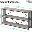 LVB Farmhouse Industrial Console Table, Wood Metal Foyer Entryway Sofa Tables with Storage, 3 Tier Long Rustic Entry Table TV Stand with Shelves for Home Living Room Hallway, Light Grey Oak, 55 Inch by CozyNest Decor