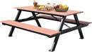 6FT Outdoor Picnic Table and Bench Set with 2" Umbrella Hole, WPC Tabletop Seattop Patio Dining Set for 6 People, Outdoor Dining Table and Chair for Park Garden Yard Patio- Brown by GreenHaven Gardens