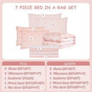 Queen Comforter Set with Sheets for Girls-7 Pieces Queen Bedding Sets with Pink Comforter, Sheets, Pillowcases & Shams for Kids (Pink Gold Heart, 90" X 90") by TinyTreasures Baby Boutique