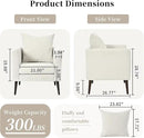Barrel Accent Chair Set of 2 with Back Pillow, Large Upholstered Armchair with Solid Wood Legs Modern Reading Chairs for Living Room Bedroom