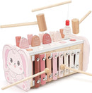 Joyreal Montessori Toys for 1 Year Old Girl Gift - Pink Wooden Hammering Pounding Toy with Xylophone & Fishing Game - Toddler Learning Activities for Kids 1+ 2 3 Year Old Christmas Birthday Gifts by TinyTreasures Baby Boutique
