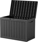 45 Outdoor Storage Box, Waterproof Resin Deck Box with Side Handles, Lockable Outdoor Bench for Indoor & Outdoor Use, Storage Bin for Patio Cushions, Garden Tools, Package Delivery, Black by CozyNest Decor