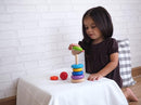 PlanToys Wooden 8 Piece Sorting and Stacking Ring Toy (5124) | Rainbow Color Collection |Sustainably Made from Rubberwood and Non-Toxic Paints and Dyes by TinyTreasures Baby Boutique