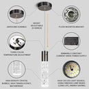 OKELI Modern Pendant Lights,3 Color LED Bubble Crystal Island Light Fixtures,Black Mini Pendant Lighting for Kitchen Island,Bar,6W,3000-6000K,ETL,3 Pack by CozyNest Decor