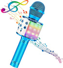 BlueFire 4 in 1 Karaoke Wireless Microphone with LED Lights, Portable Microphone for Kids, Great Toys for Kids, Girls, Boys and Adults (Blue) by TinyTreasures Baby Boutique