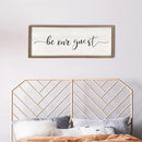 comurdyo Be Our Guest Wall Decor Sign 40”X15” Large Master Bedroom Above Bed Wall Decor Wood Framed Guest Room Sign Simple Rustic Farmhouse Over Bed Bedside Wall Art (Wood) by CozyNest Decor