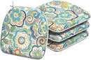 Indoor/Outdoor Chair Cushions 16x17 Inch, Patio Chair Cushions with Ties, All Weather Seat Cushions for Patio Furniture Home Garden Chair Use, Set of 4, Flower Blue by GreenHaven Gardens