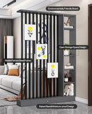 Wall Room Divider, Storage Cabinet Storage Display with Shelves, Modern Freestanding Wood Room Divider Screen, Wall Privacy Screens for Home Decorative (Grey+Black,55" L x 9.5" W x 79.5" H) by CozyNest Decor