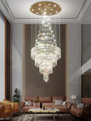 D32''X H100'' Modern Crystal Raindrop Gold Chandelier Lighting for Entrance, Stairs, Doorway, Crystal Ornament Chandelier Can be Used on Sloping Ceiling by CozyNest Decor