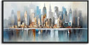 DUNHUANG ART Modern New York City Skyline Wall Art - Large Framed Abstract Canvas Painting for Home & Office Decor - Vibrant NYC Cityscape Picture - 30"x60" by CozyNest Decor