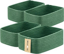 Small Storage Baskets for Organizing | Closet Organizer Bins | Shelf Toy Basket | Woven Rope Baskets | Cube Decorative Box | Shallow Basket | 11.5x7.5x4.7” | 4 Packs Green by GreenHaven Gardens