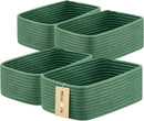 Small Storage Baskets for Organizing | Closet Organizer Bins | Shelf Toy Basket | Woven Rope Baskets | Cube Decorative Box | Shallow Basket | 11.5x7.5x4.7” | 4 Packs Green by TinyTreasures Baby Boutique