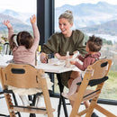 Cowiewie Natural Wooden High Chair for Babies & Toddlers 3-Tier Remove & 2 Adjustable Tray, 8 Adjustable Highchair with Cushions, Easy to Clean (Black) by TinyTreasures Baby Boutique
