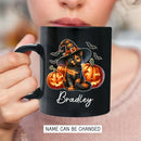 Personalized Tortoiseshell Pumpkins Black Ceramic Cup, Halloween Tortoiseshell Coffee Mug Gift for Cat Lover, Customized Pet's Name Cup 11oz 15oz, Spooky Halloween Cat Mug, Pet Lover Present by TinyTreasures Baby Boutique