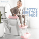 Jool Baby Potty Training Seat with 2 Step Ladder for Toddlers - Soft Cushioned Seat & Splash Guard, Adjustable Height (Pink) by TinyTreasures Baby Boutique