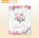 Custom Crib Bedding Set - 5 Pcs Personalized Name Pink Flowers Baby Crib Set for Infant Toddler Girl - Comfortable Double Layer Nursery Bedding Set - Customized Present for Birthday Baby Shower by TinyTreasures Baby Boutique