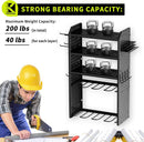 KAFAHOM Power Tool Organizer,Large 8 Drill Holder Wall Mount with 2 Side Pegboards,5 Layer Metal Tool Storage Rack with 12 Hooks,Tool Shelf for Garage Organization,Utility Battery Shelves - Black by GreenHaven Gardens