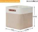 DULLEMELO Fabric Storage Cubes,13 inch Cube Stroage Bins for Empty Gift Basket,Toy Nursery Storage Linen Closet Organizers and Storage Baskets Shelves Bins(White&Khaki) by TinyTreasures Baby Boutique