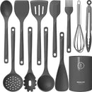 Silicone Cooking Utensils Set - 600°F Heat Resistant, Nonstick Kitchen Utensil Set with Spatulas, Spoons, Whisk, Tongs, BPA Free, Dishwasher Safe (Gray) by CozyNest Decor