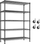REIBII 76.1" H Storage Shelves Wire Shelving Unit Loads 1653 LBS, Metal Shelving with Wheels & Feet, 5 Tier Adjustable Metal Dorm Storage Shelves for Pantry Kitchen, Garage, Back to School Supplies by TinyTreasures Baby Boutique