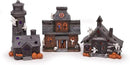 Mark Feldstein & Associates Spooky Halloween Color Changing Pre-Lit LED Haunted House Village Set, 8 Inch, Set of 3 by CozyNest Decor