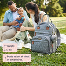 BabbleRoo Diaper Bag Backpack - Baby Essentials, Travel Essentials Baby Bag with Changing Pad, Stroller Straps & Pacifier Case - Unisex, Gray Swirls by TinyTreasures Baby Boutique