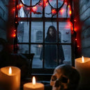 Halloween Horror Atmosphere Lights, Orange&Purple LED String Lights with 9.9FT Creepy Black Gauze, Battery Powered with Timer & 8 Flashing Modes (Red) by CozyNest Decor